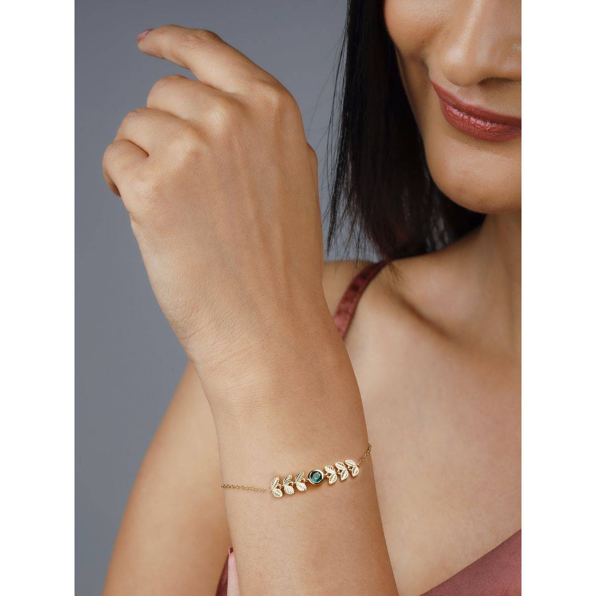 GIVA Sterling silver Golden Leafy Affair Bracelet for Girls and Womens
