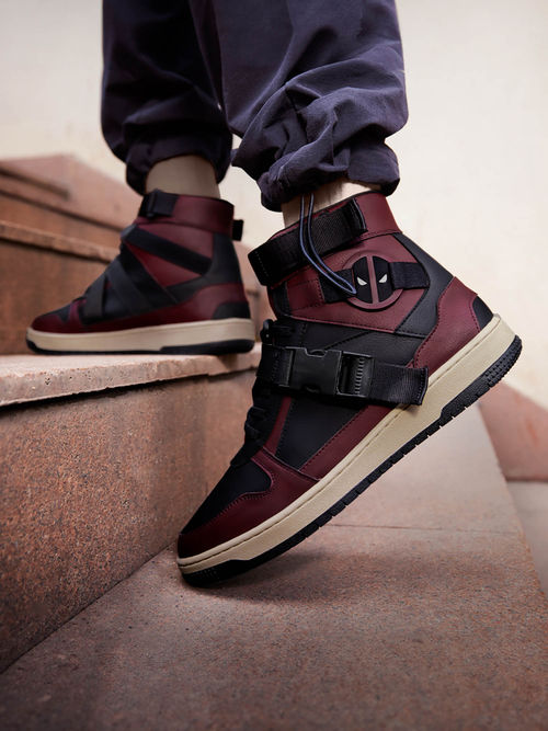 The Souled Store Official Deadpool Utility Suit Men Sneakers Maroon  Black