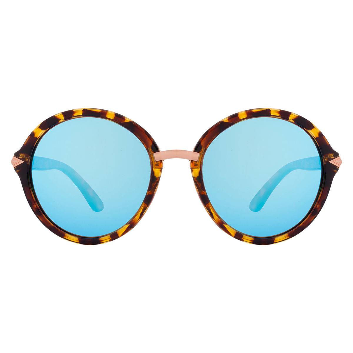 Velocity Eyewear Brown 1931PL Polarized Mirror Blue Round Sunglasses