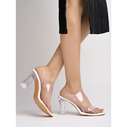 Buy Shoetopia Stylish Transparent Detailed White Block Heels for