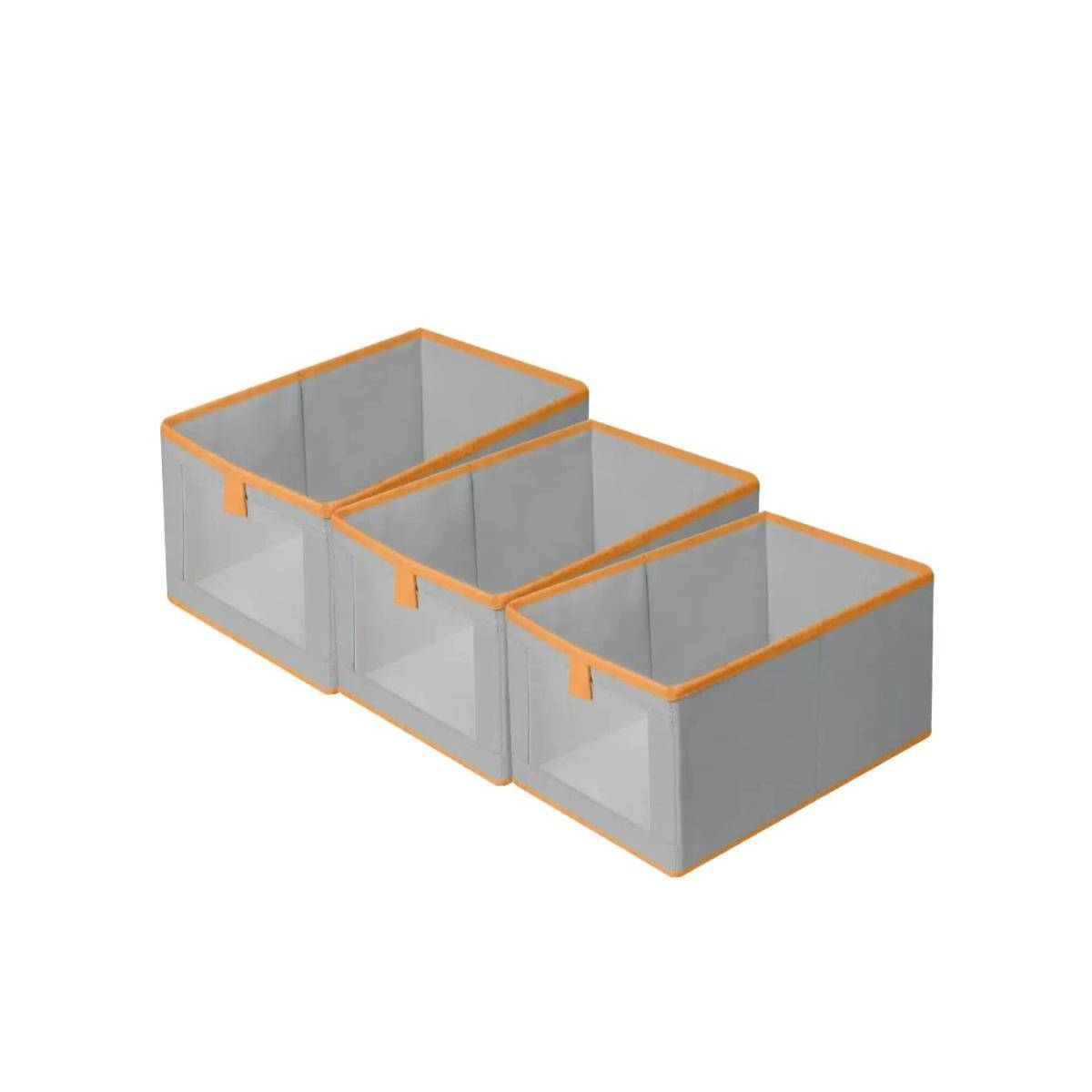 House of Quirk Grey Durable and Versatile Closet Organizers Storage Baskets (Pack of 3)