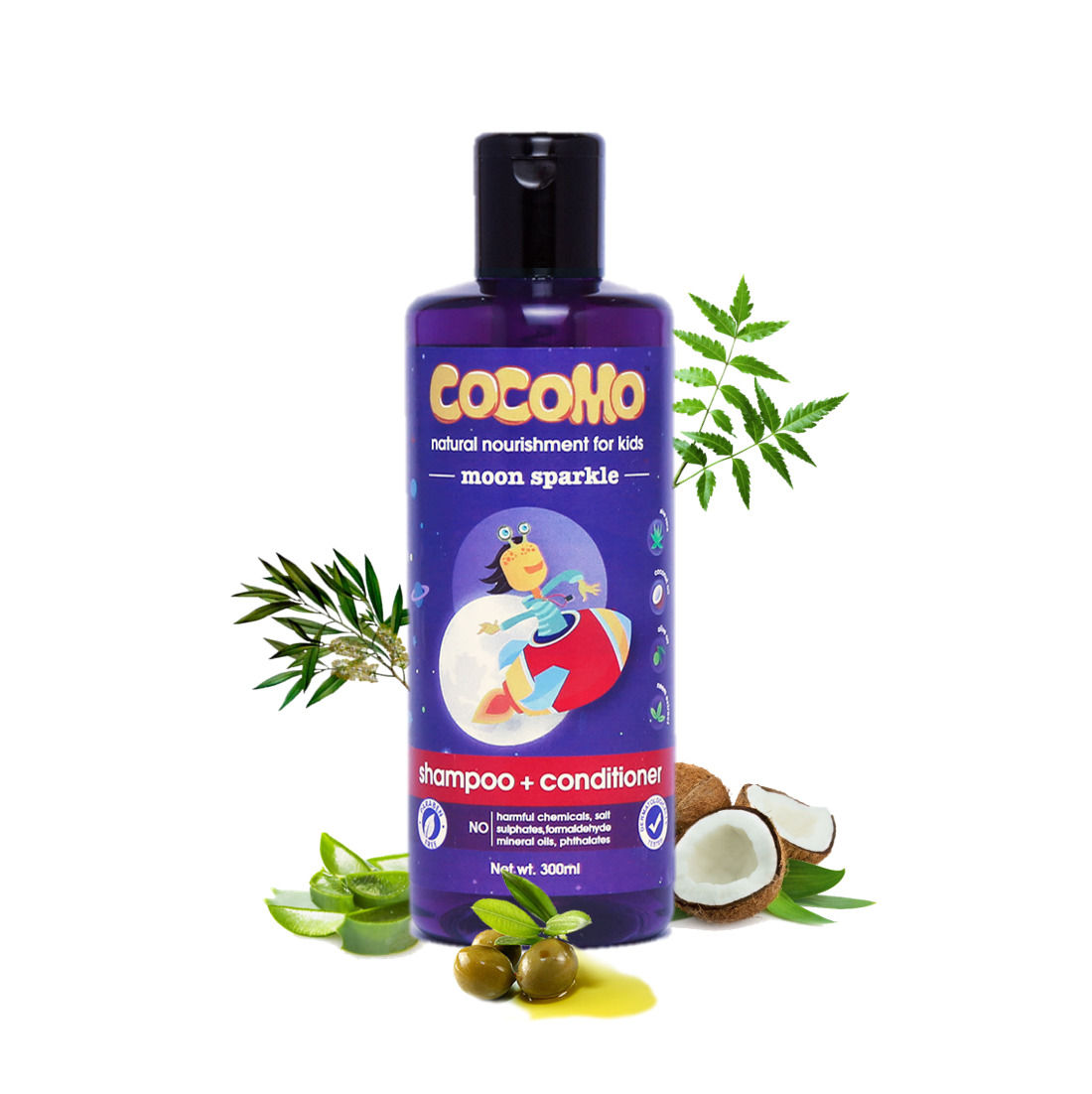 Cocomo Natural Aloe Vera & Neem Kids Shampoo & Conditioner-Moon Sparkle (Age: 4+)