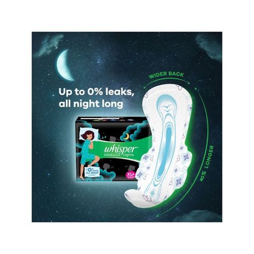 Buy Whisper Bindazzz Nights Sanitary Pads Xl - MedPlus