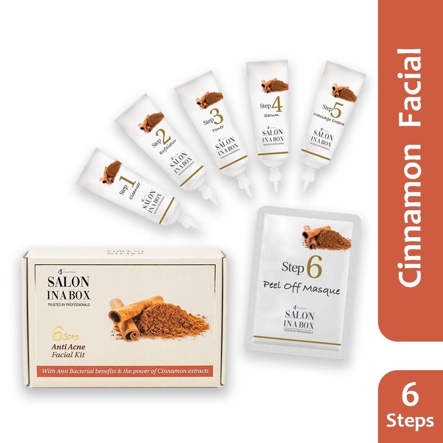 Salon In A Box 6 Steps Anti-Acne facial kit with Power of Cinnamon extract For Acne Prone Skin