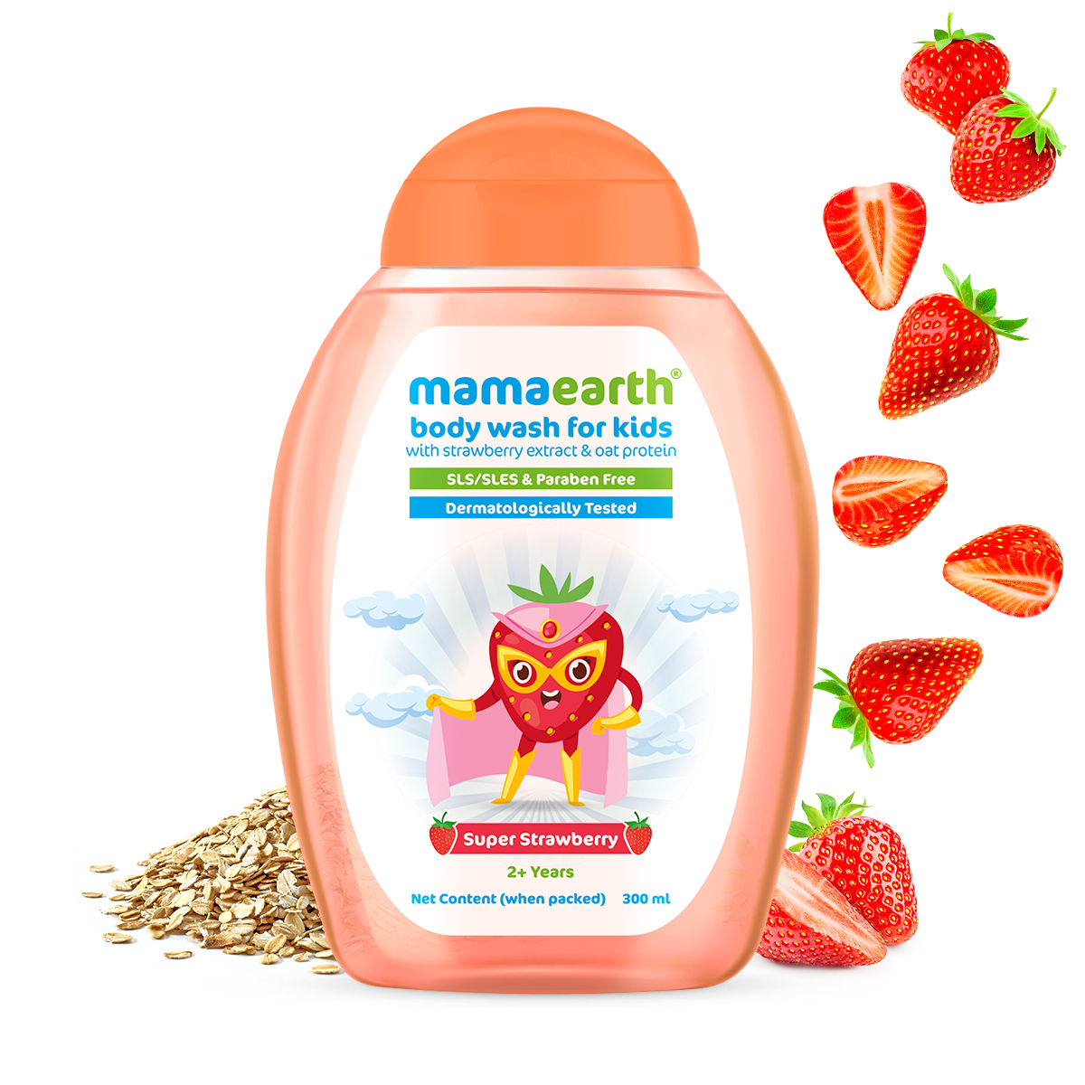 Mamaearth Super Strawberry Body Wash for Kids with Strawberry & Oat Protein