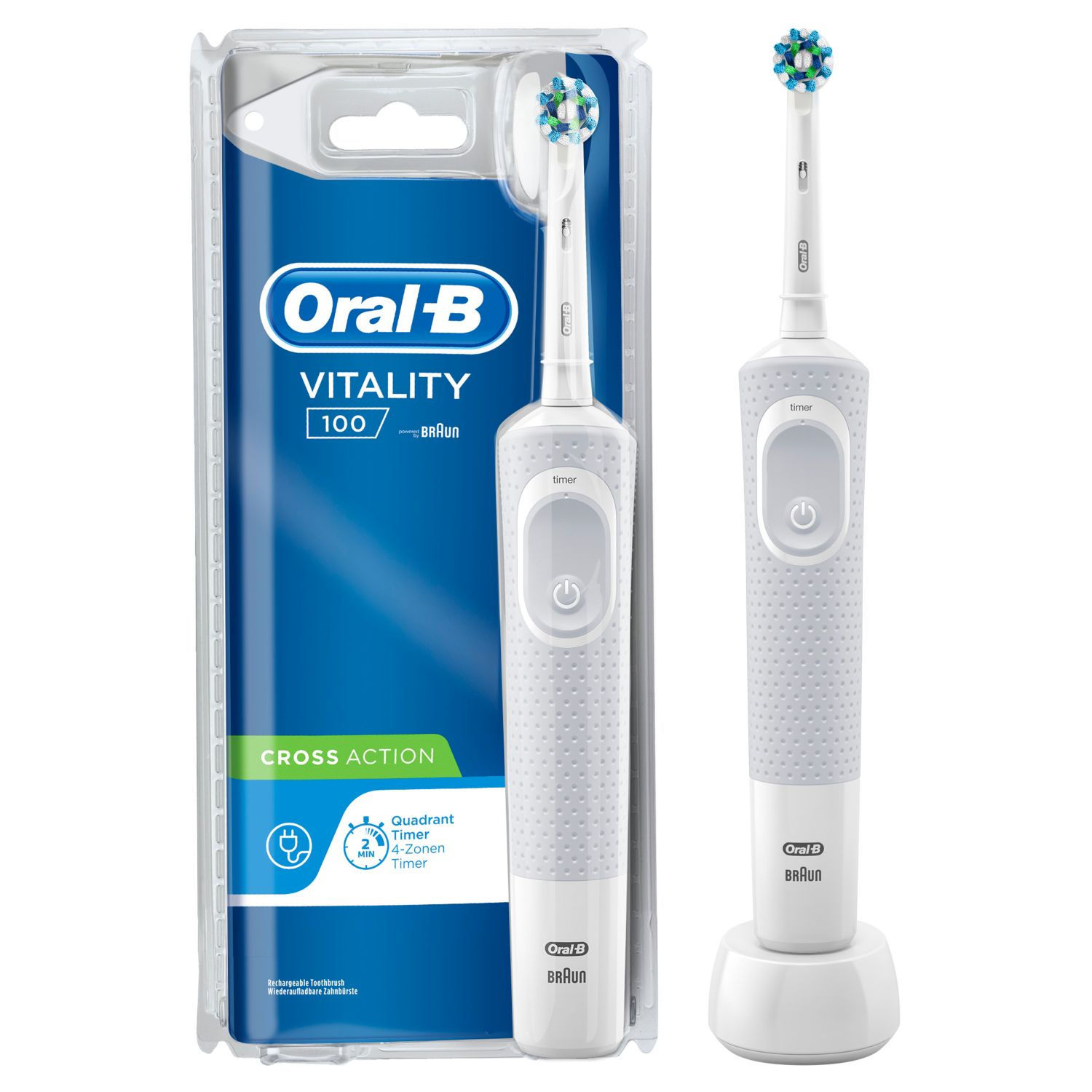 Oral-B Vitality 100 Cross Action Electric Rechargeable Toothbrush (White)