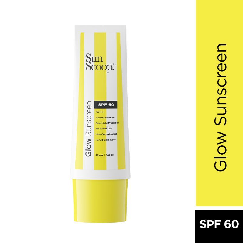 Sunscoop Glow Sunscreen SPF 60 PA+++ Lightweight, Transparent & Quick-Absorbing, No White Cast