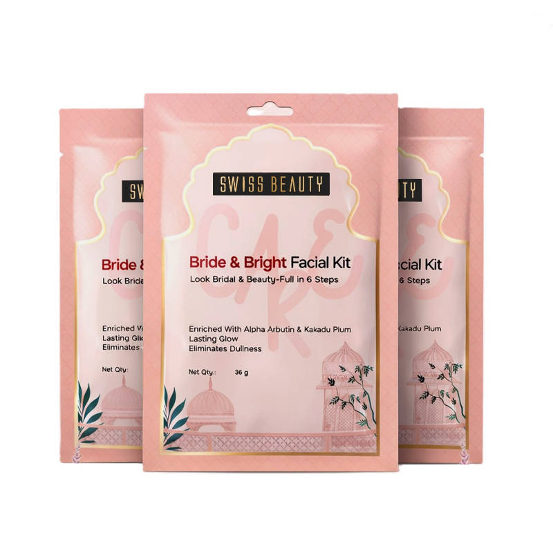 Swiss Beauty Care Bride & Bright Facial Kit With Alpha Arbutin ,Kakadu Plum 6 Steps For Bridal Glow