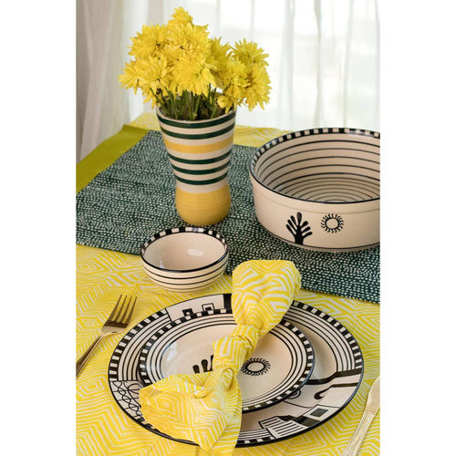 Freedom Tree Mombaye City Ceramic Dinner Plate Black Set Of