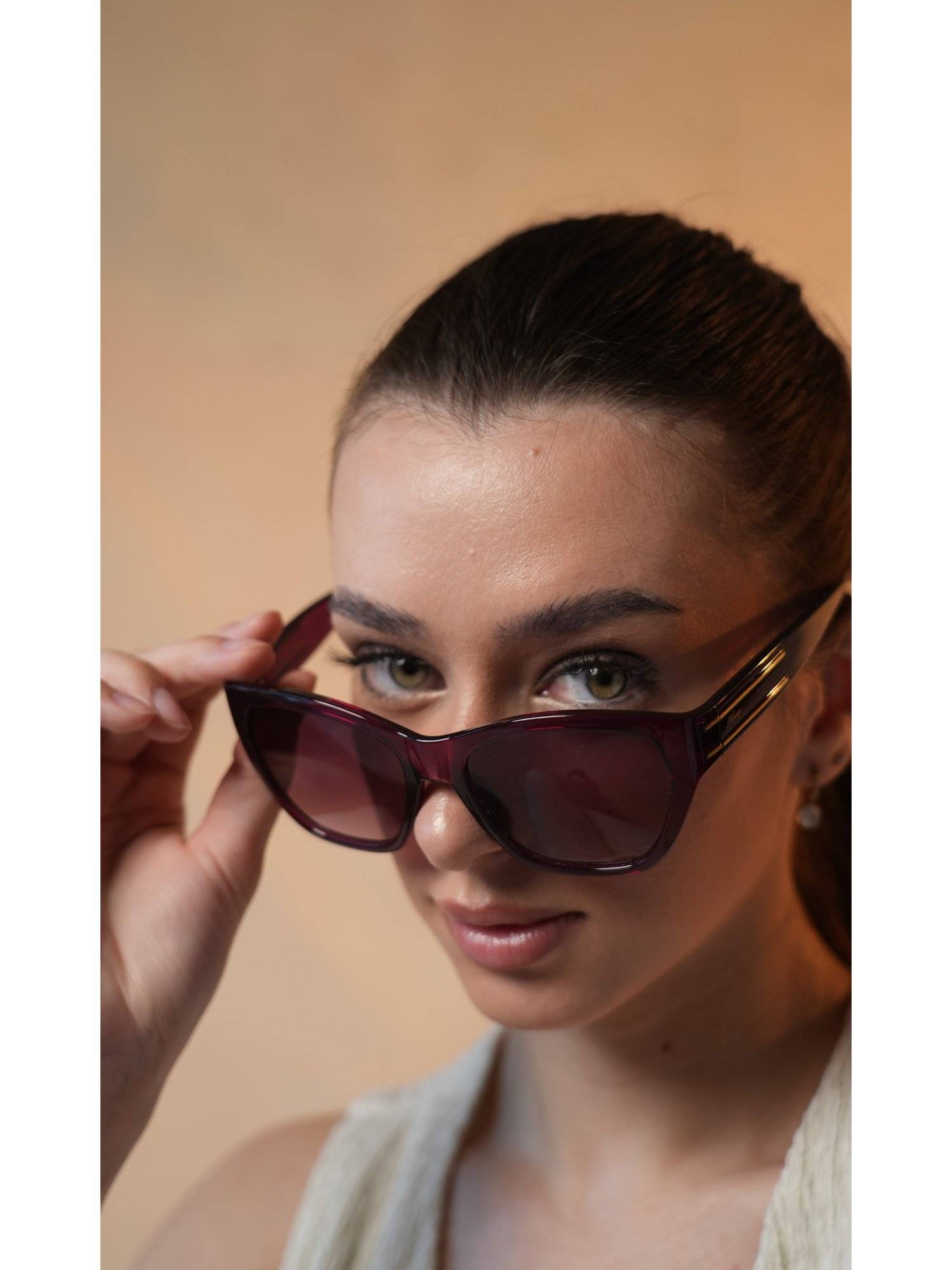 Vintage Women UV Protection Purple Lens Butterfly Sunglasses