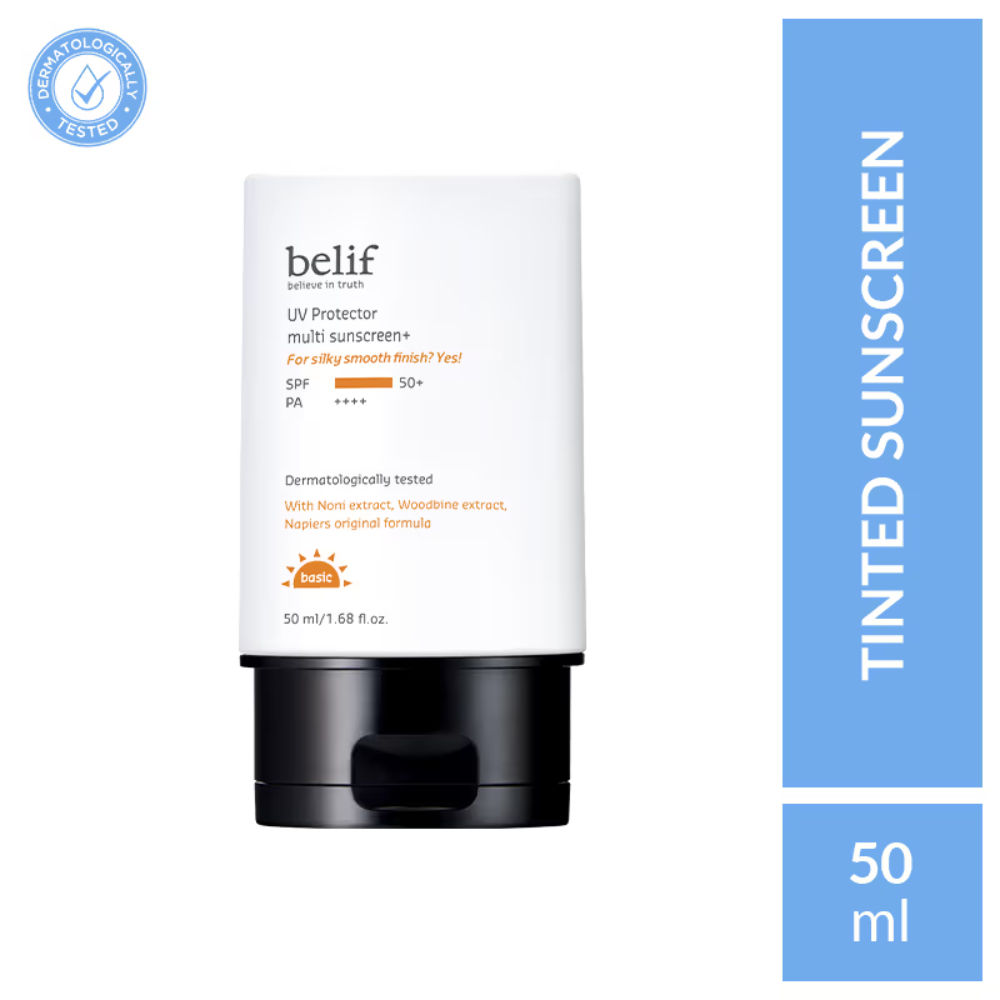 belif UV Protector Korean Vegan Tinted Mineral Face Sunscreen SPF50+ for Tone Up with Matte Finish
