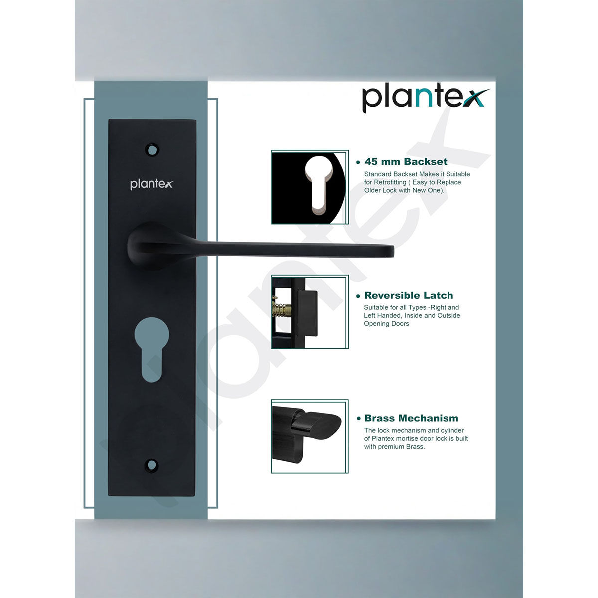 Buy Plantex Black Main Door Lock Handle with 3 Keys Online