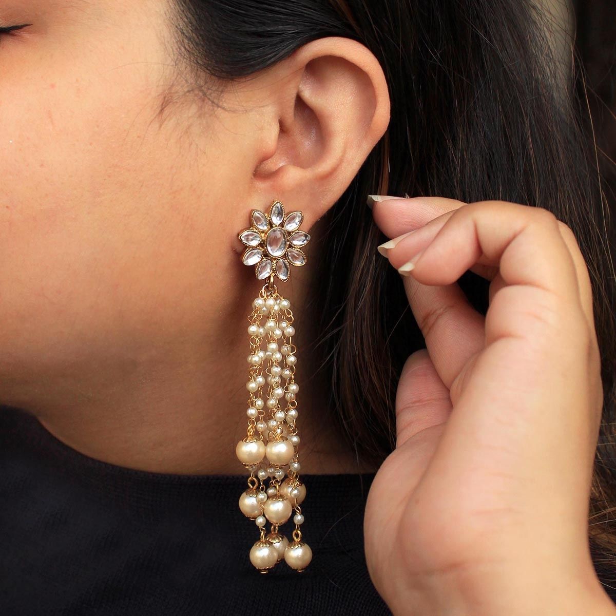 Discover 83+ pearl tassel earrings online india latest