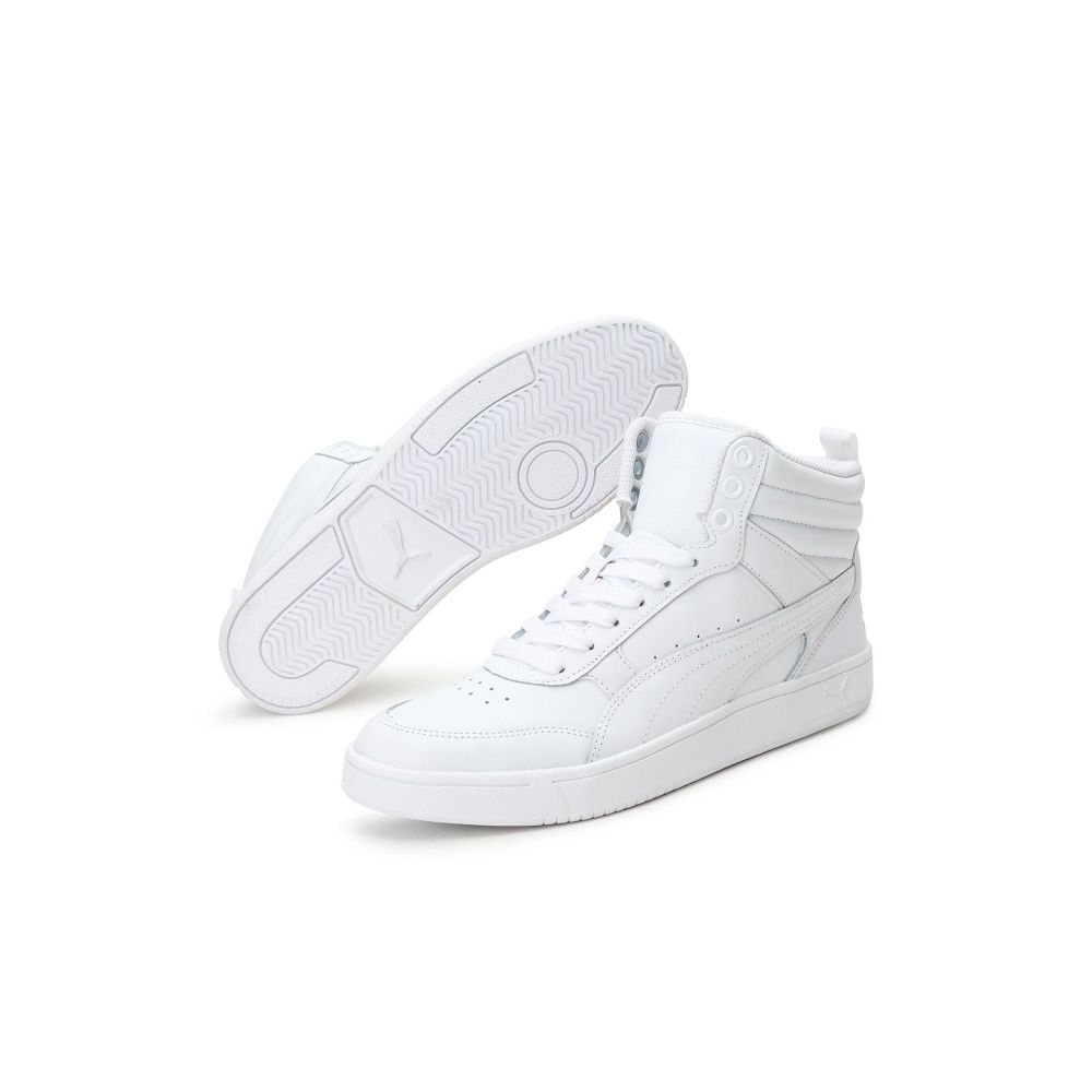 Puma Rebound Street V2 Leather White Mid Top Sneakers - YouTube