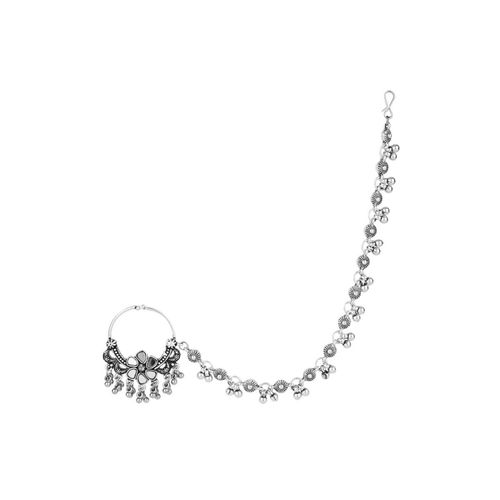 Buy I Jewels Silver Oxidised Ethnic Nose Ring Non Piercing