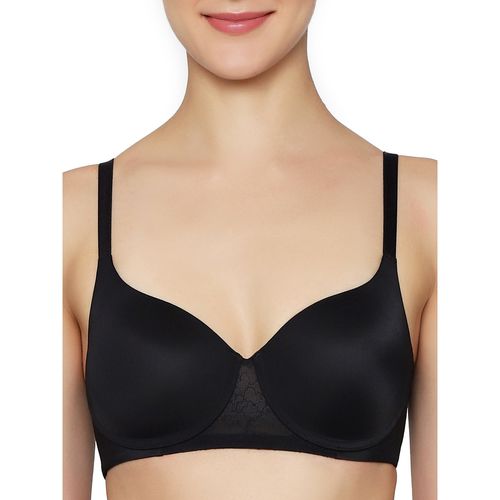 Triumph Padded Non Wired with Back Hook Polymide Spandex Fabrix Sports Bra  (04-Black) Style# 110i508