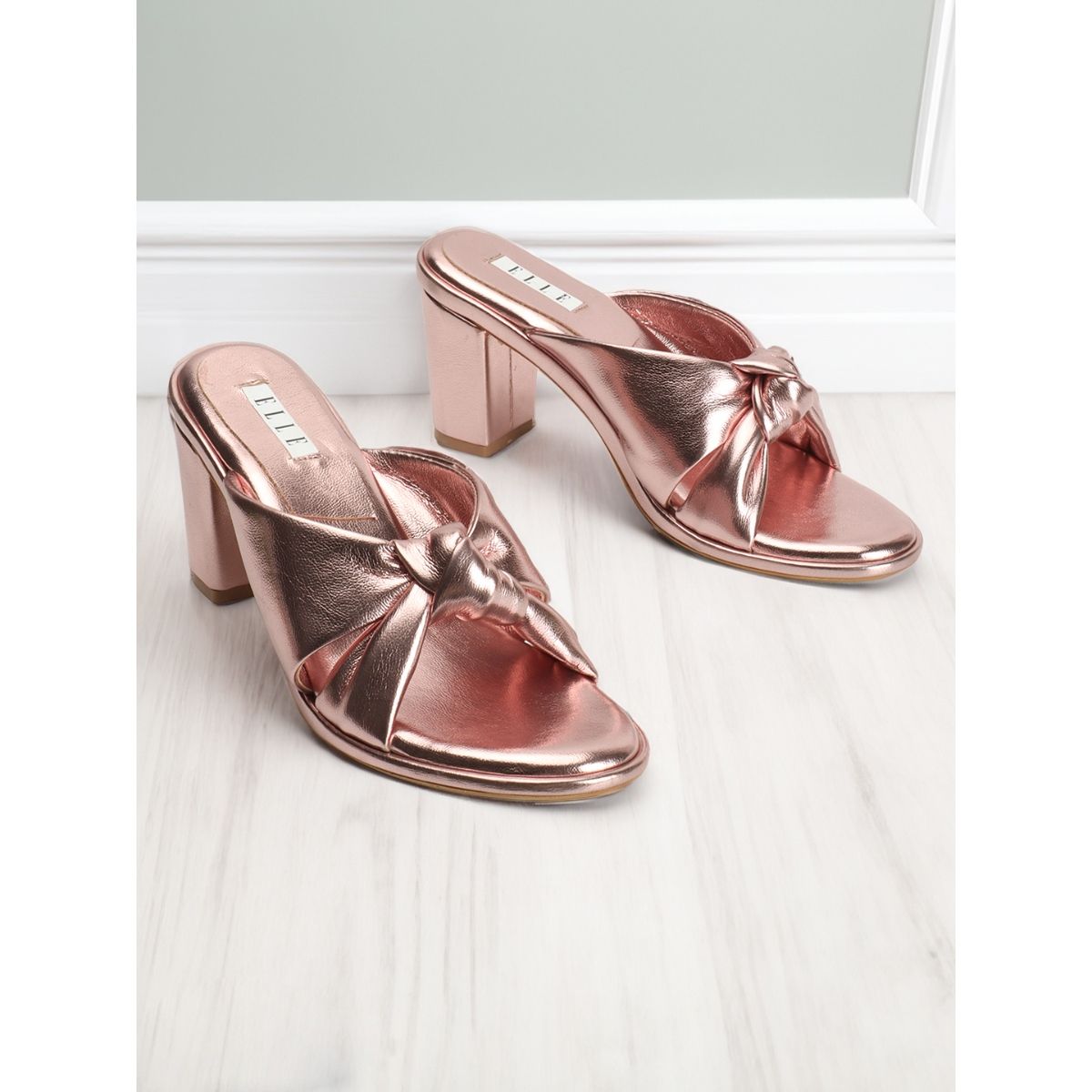 Buy ELLE Womens Fashionable Rose Gold Color Slip On Sandals Online