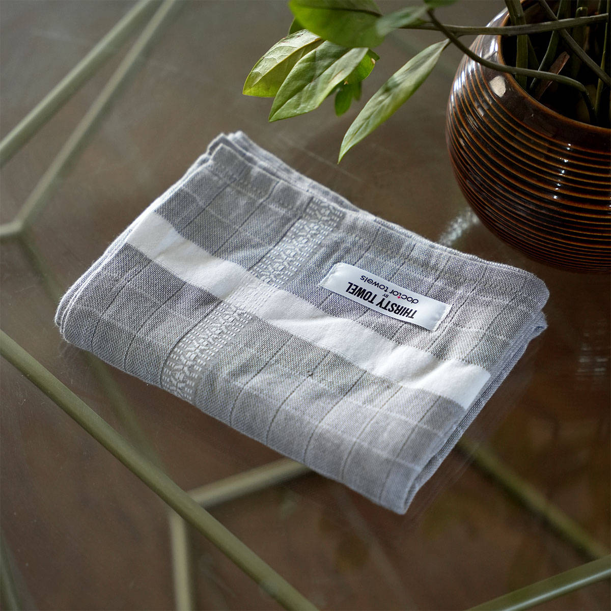 Doctor Towels Grey Double Cloth Cotton Bath Towel (M)