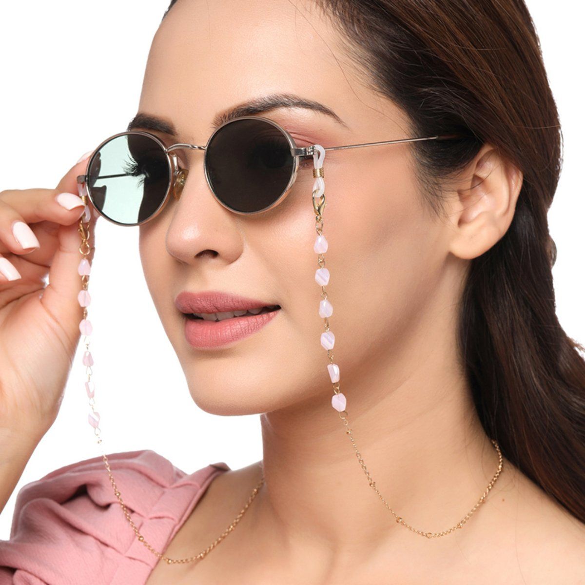 Thrilling Promises Chain Link Aviator Sunglasses (Rose Gold/Brown/Pink ·  NanaMacs