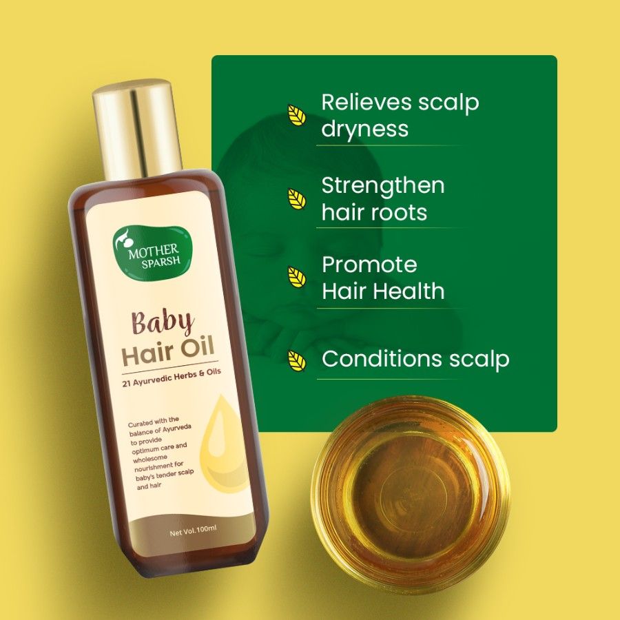 Mother Sparsh Ayurvedic Baby Hair Oil With 21 Herbs & Oils For Baby'S Tender Scalp & Hair Buy