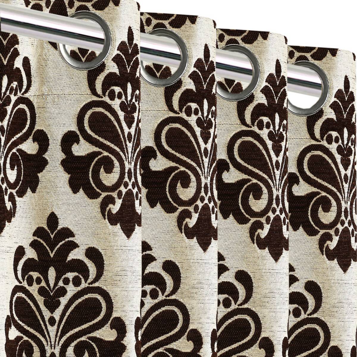 Saral Home Medallion Chenille Blackout Window Curtains 2Pcs,Brown. 4x5 Ft