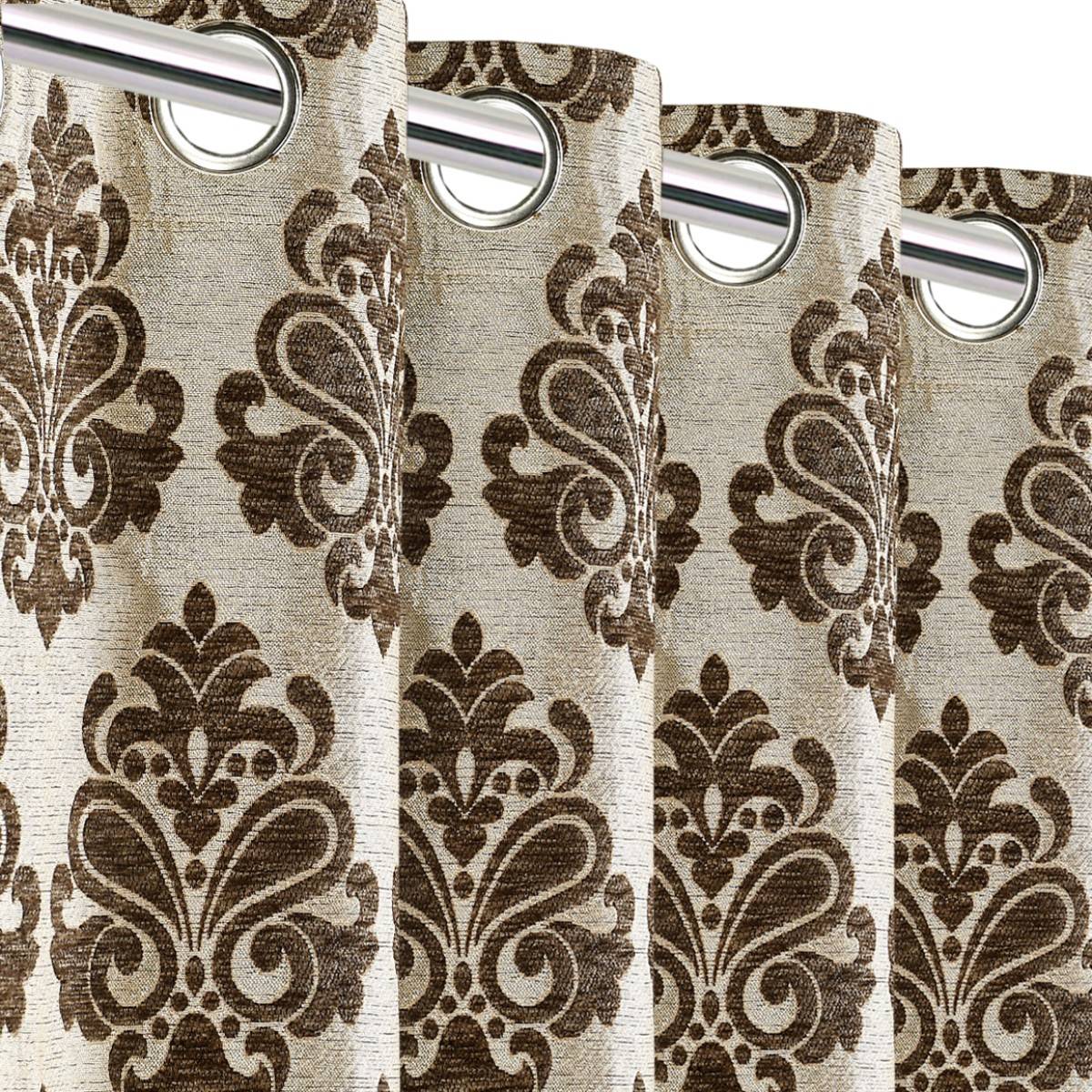 Saral Home Medallion Chenille Blackout Door Curtains 2Pcs,Lt.Brown. 4x7 Ft