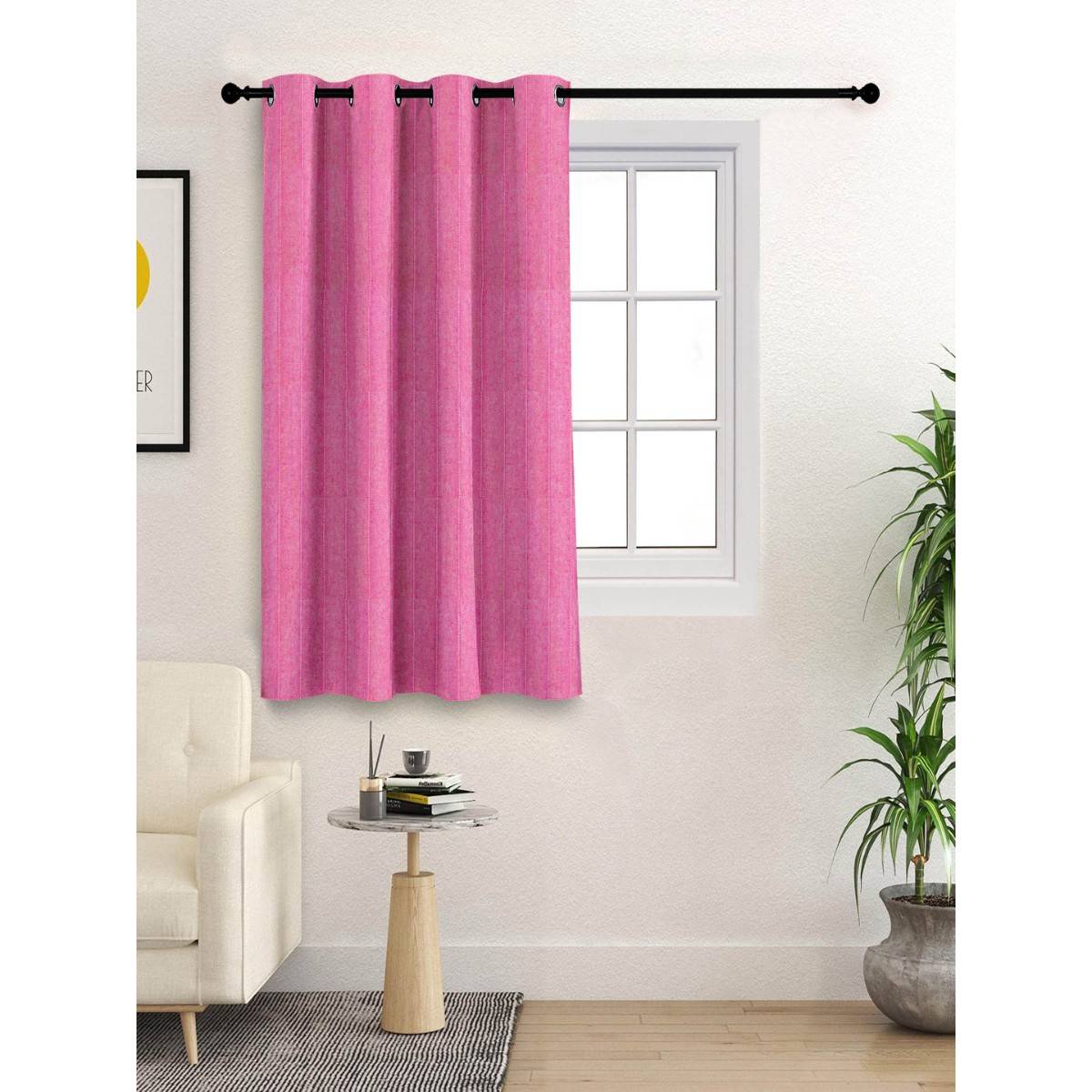 Saral Home Chawla Cotton Window Curtain 1Pc, Pink. 4x5 Feet