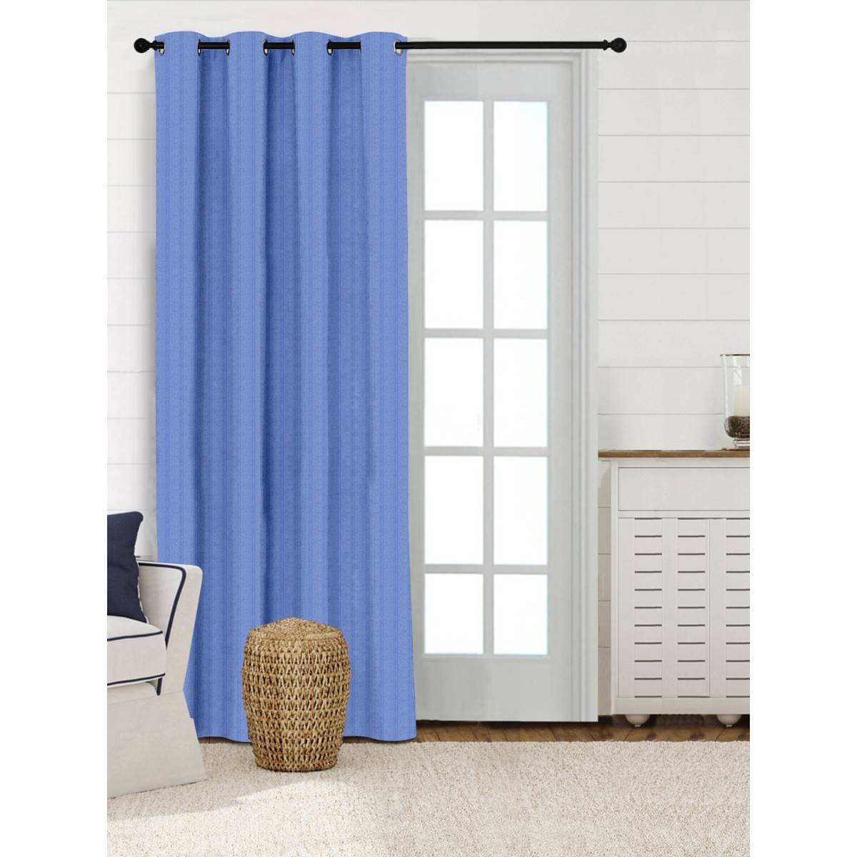 Saral Home Chawla Cotton Long Door Curtain 1Pc, Blue. 4x9 Feet