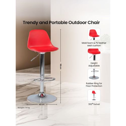 Savya Home Curvy Bar Stool Bar Chair Red