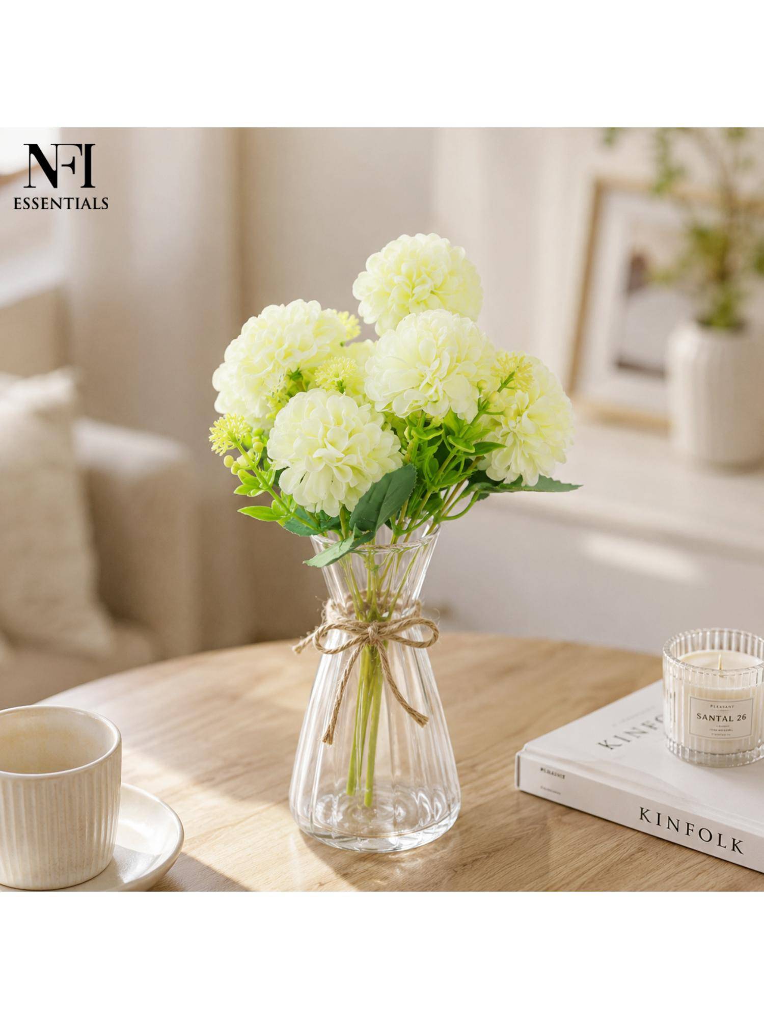 NFI Essentials Artificial White Flower Bunch for Home Decor