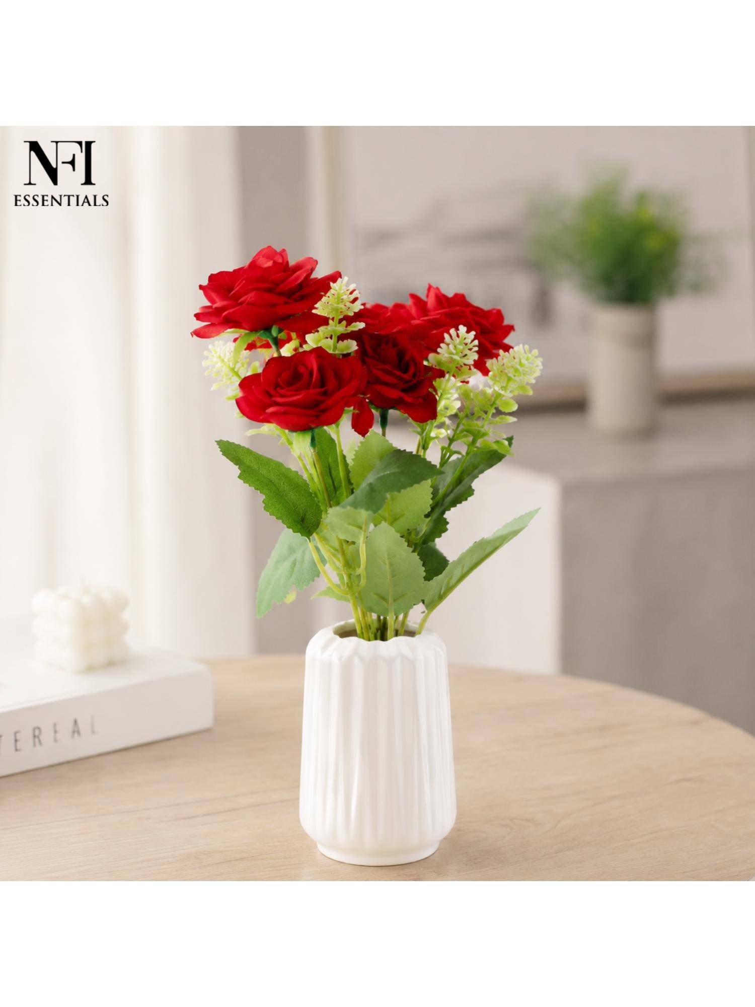 NFI Essentials Artificial Red Flower Bunch for Home Decor