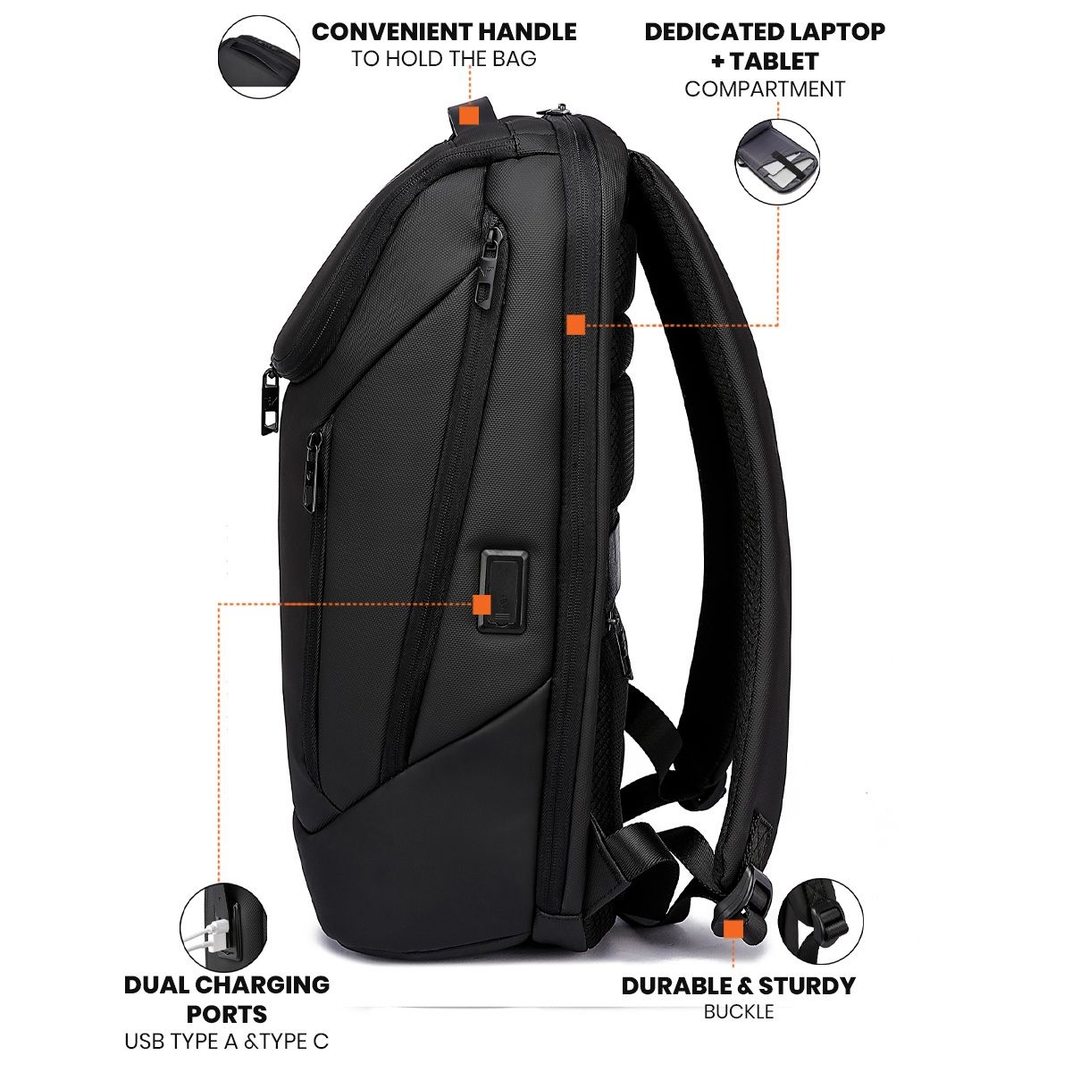 Buy Fur Jaden Pro Series Smart Tech Anti Theft Laptop Backpack with USB A USB C Charging Port Online