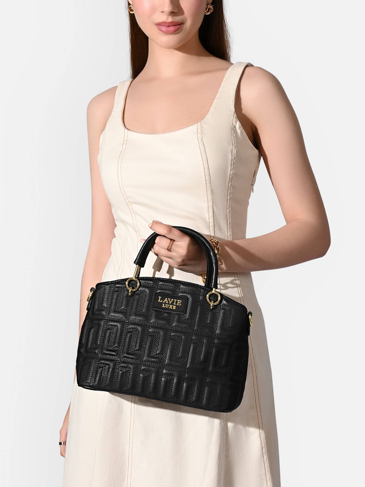 Lavie Luxe Women's Babel Satchel Handbag (Black) (S)