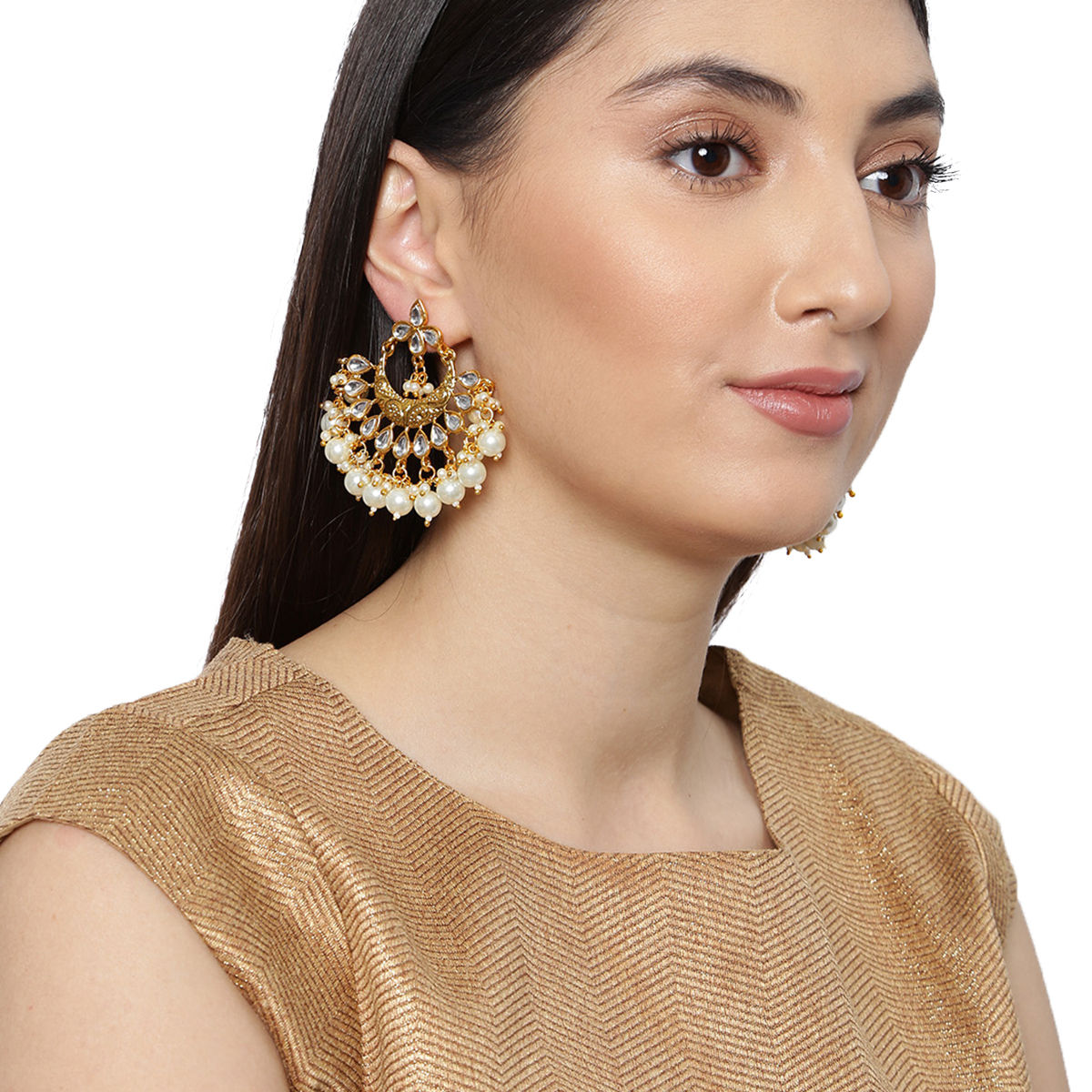 Fida GoldToned Contemporary Drop Earrings Buy Fida GoldToned