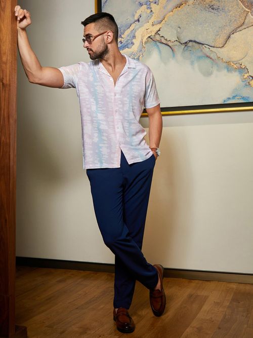 Buy Campus Sutra Mens Multi-Color Pastel Vertical Ombre Shirt Online
