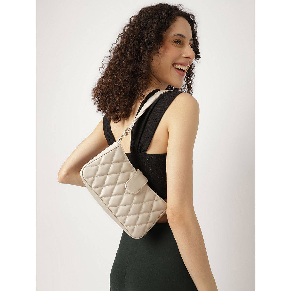 Fastrack White Trendy Quilted Shoulder Bag (M)