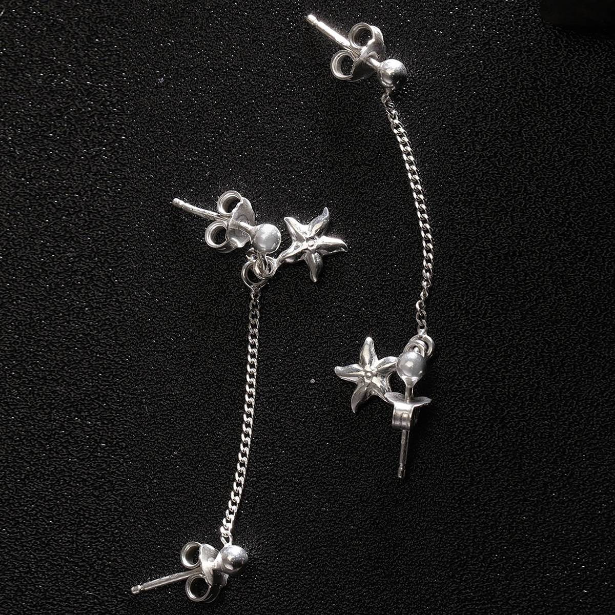 Carlton London 925 Sterling Silver Star-Shaped Connected Drop Earrings