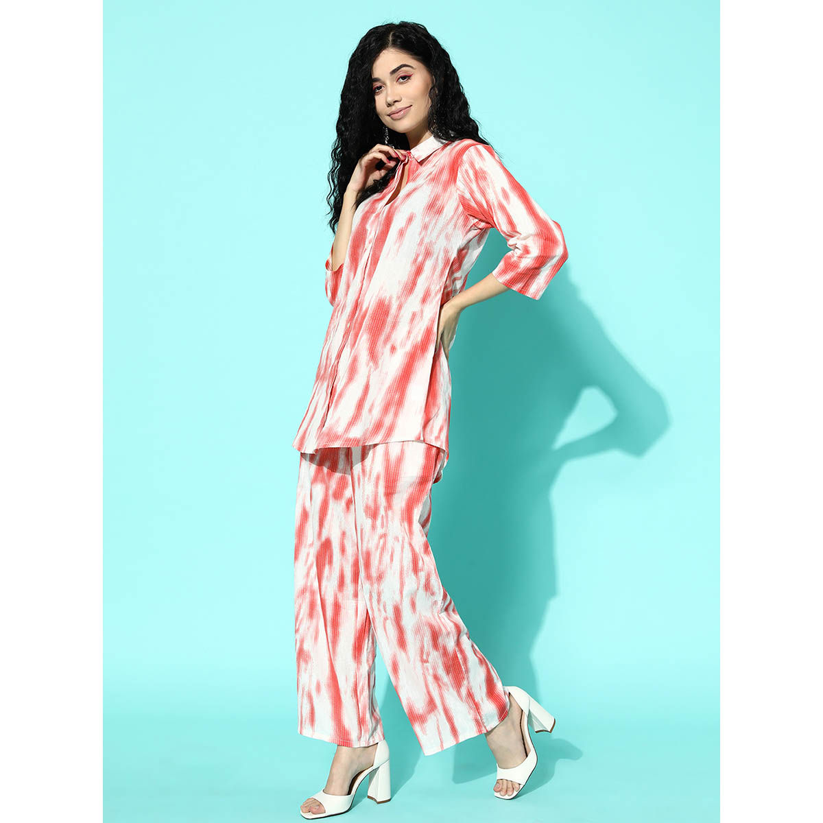 Buy Libas Coral cotton abstract printed night suit set (XS) Online