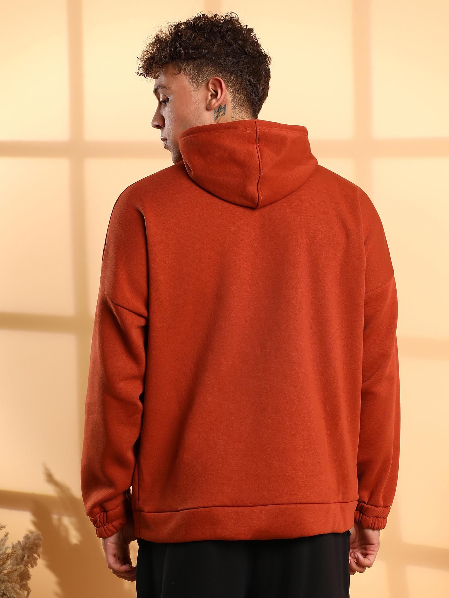 Burnt orange hoodie fashion mens