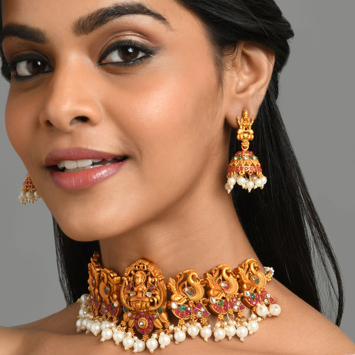 Buy Fida Wedding Ethnic south Antique Gold Goddess Lakshmi Temple