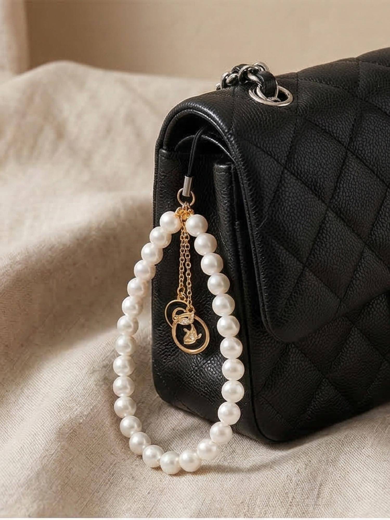 YELONA Handmade Pearl and Bead with Initial 'C' and Dolphin Mobile Charm