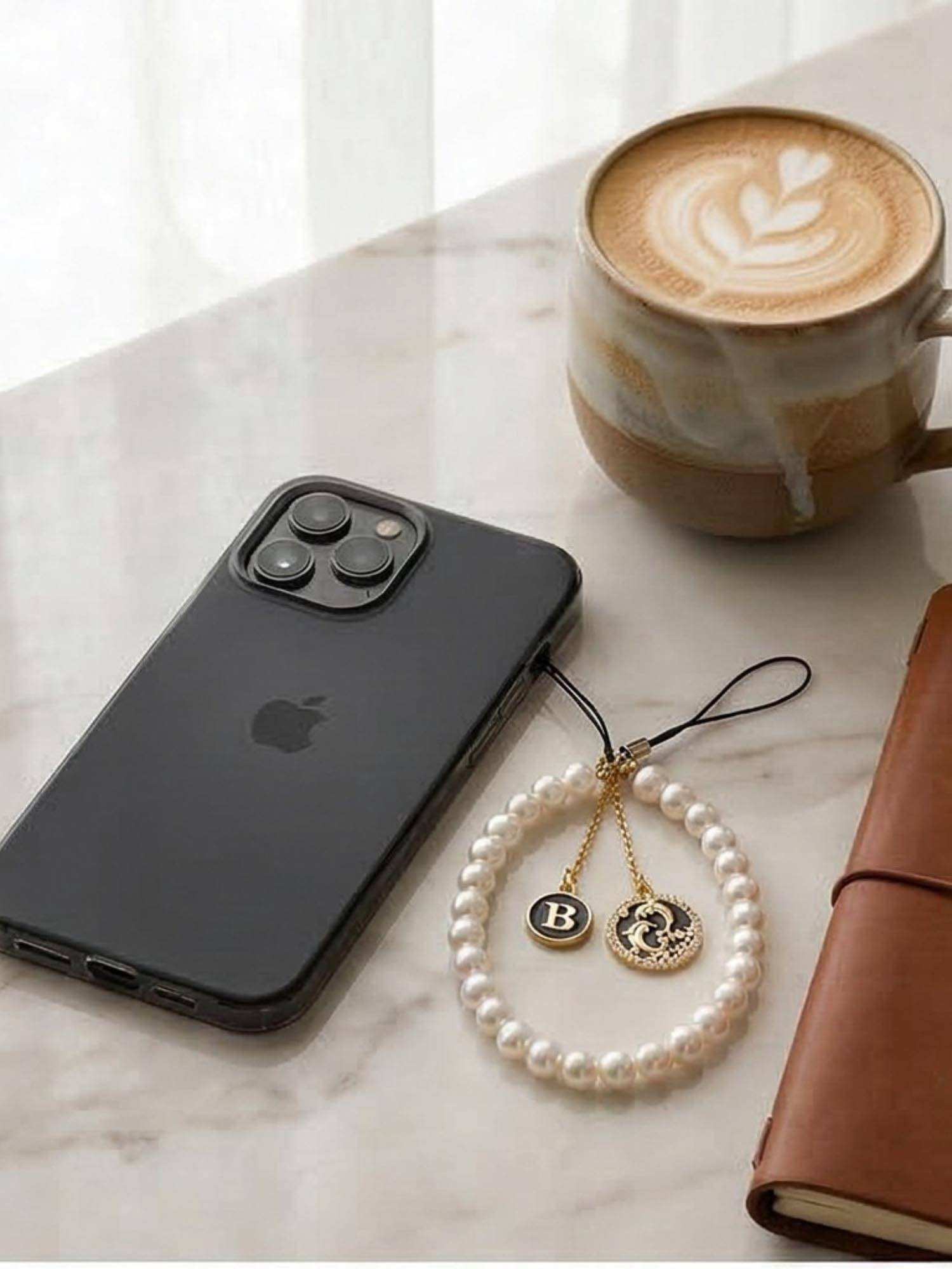 YELONA Handmade Pearl Beaded Phone Charm