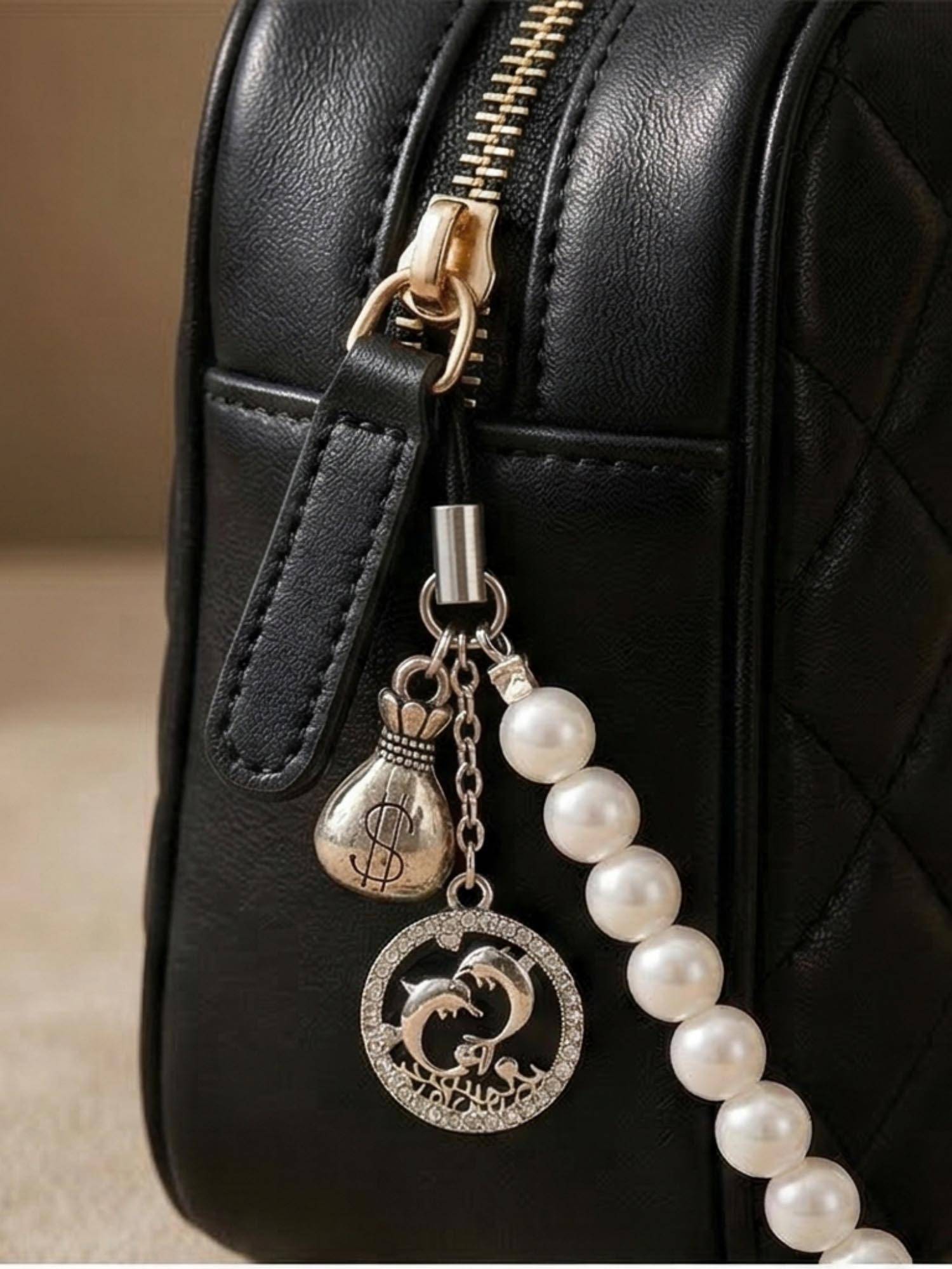 YELONA Handmade Pearl Beaded Mobile Charm Wrist Strap Luxury Ivory