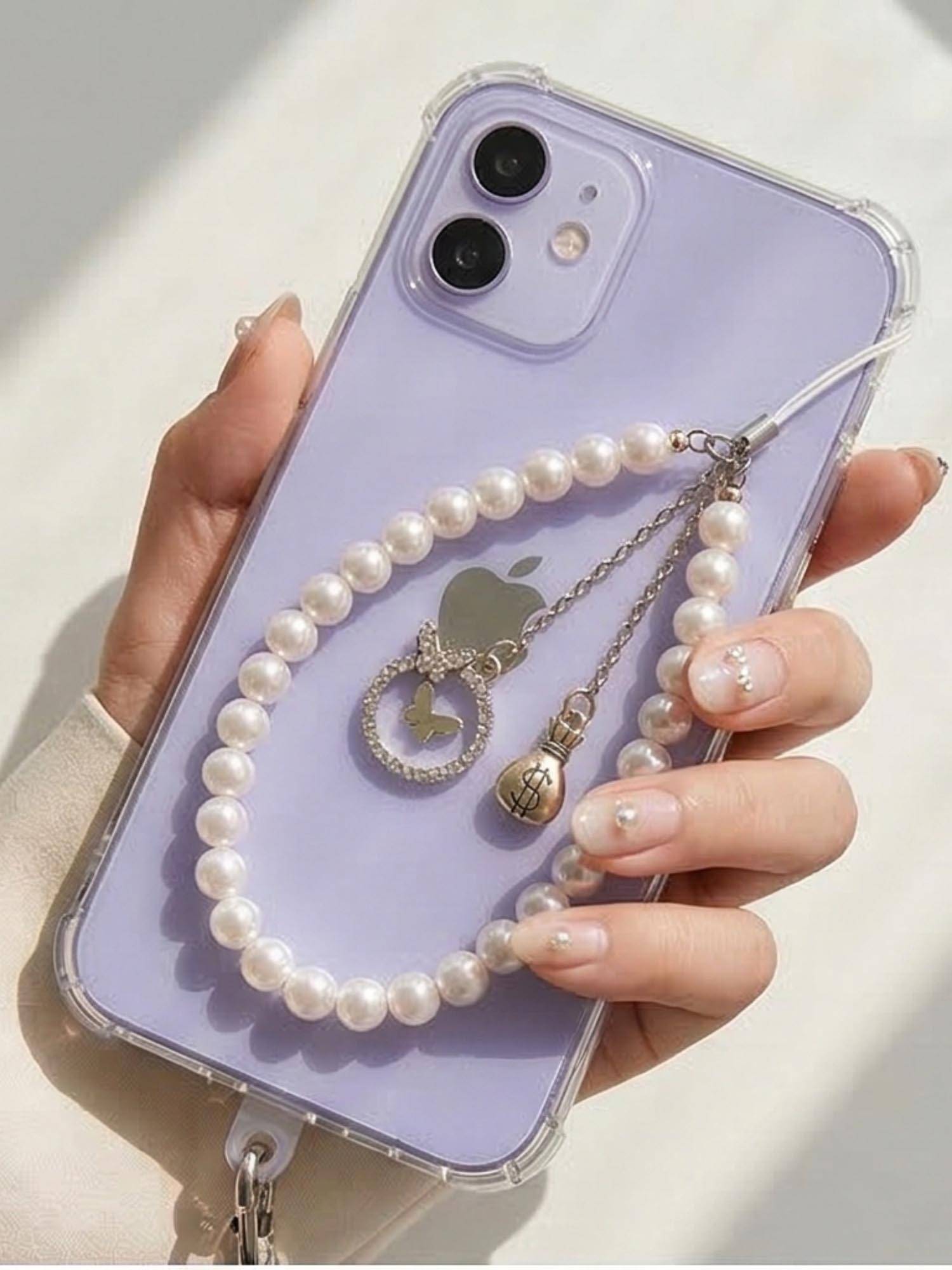 YELONA Handmade Pearl Beaded Butterfly Detail Mobile Charm