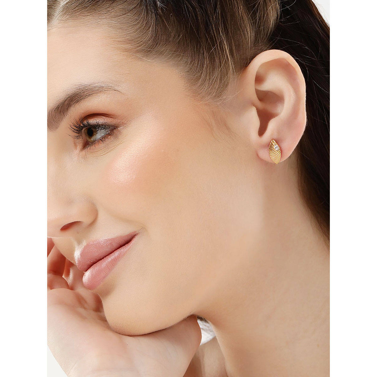Carlton London 18Kt Rose Gold Plated with Oval Stud Earring
