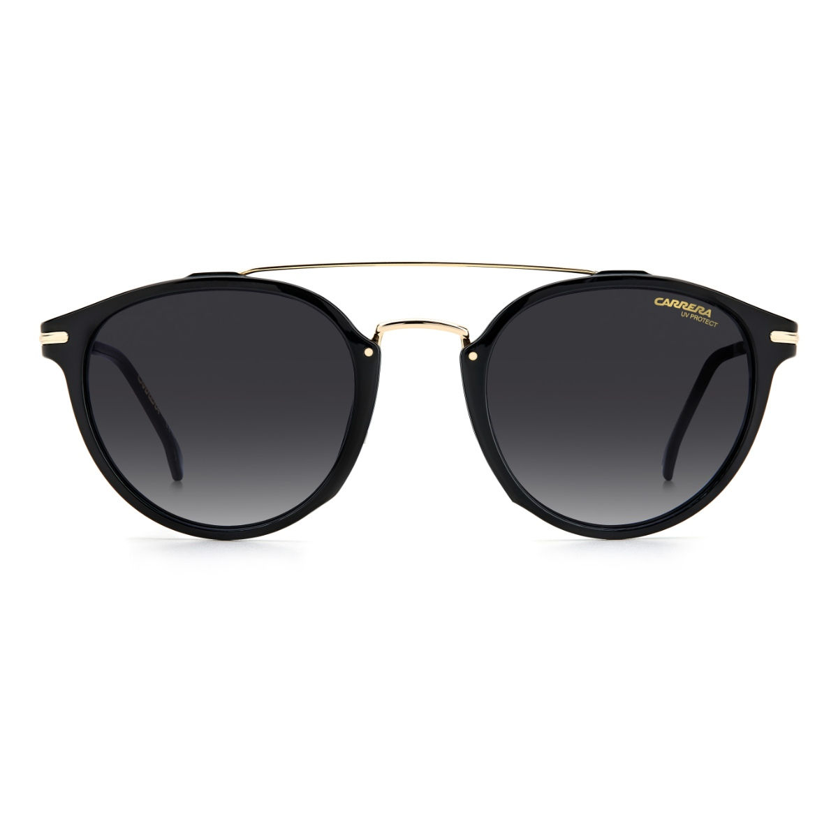 Carrera Sunglasses Dark Grey Shaded Lens Pantos Sunglass Black Gold