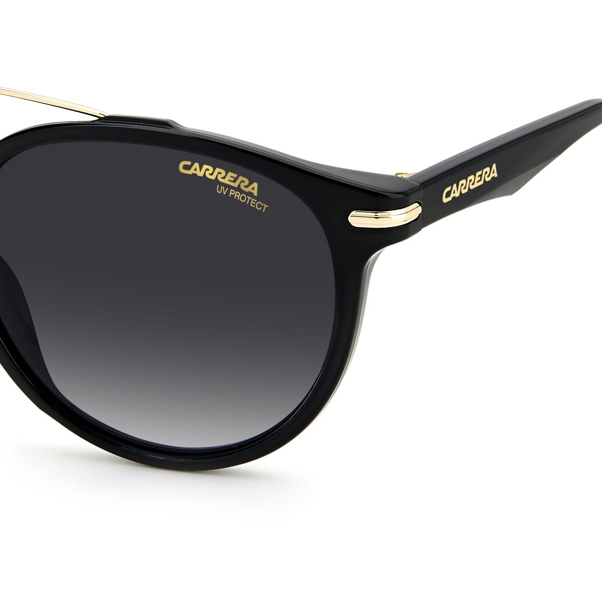 Carrera Sunglasses Dark Grey Shaded Lens Pantos Sunglass Black Gold
