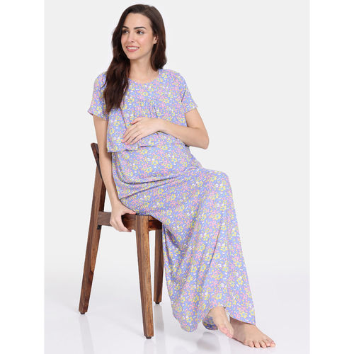 Buy Zivame Maternity Floral Pop Woven Full Length Nightdress - Dutch Canal  Online