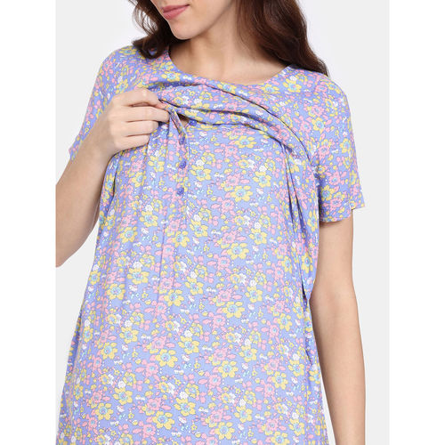 Buy Zivame Maternity Floral Pop Woven Full Length Nightdress