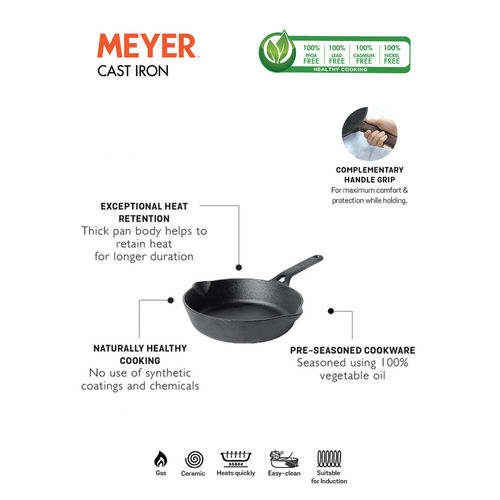 Buy Meyer Induction Base Cast Iron Frying Pan, 20cm, Black, 1